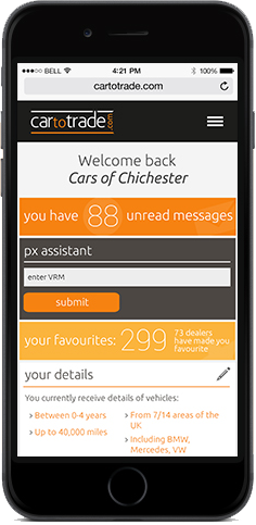 mobile preview of website